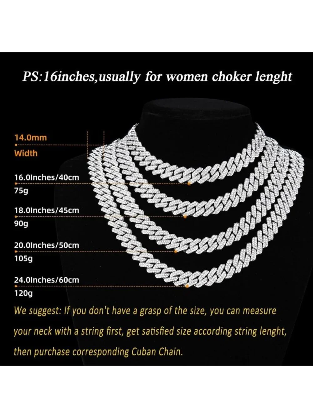 Men's Iced Out Cuban Link Chain Necklace - 18K Gold & Silver Hip Hop Jewelry